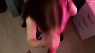 A cute girl seduced her roommate through her mini-skirt and shoes