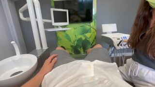 The hot girl is going to a dentist for checking her teeth