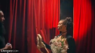 Burlesque dancer Kira gets creampied at an afterparty in a sensual scene
