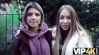 First-time experience with double penetration for a young Hungarian girl