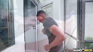 Damion knocked on the wrong door, but got sex with a stunning redhead