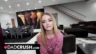 Two stepdaughters compete to ride their stepdad’s cock in a steamy showdown