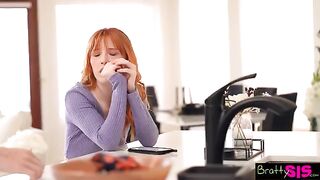 Madi Collins, the petite redhead from Chicago, Illinois, wants her stepbrother's load on her face