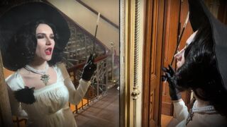 A sexy Lady Dimitrescu cosplay gets her pussy smashed in this hot scene