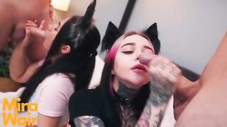 Two kittens get cum in ass in an intense Anna Batman scene