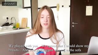 The guy beat his stepsister at chess and made a mess on her pussy
