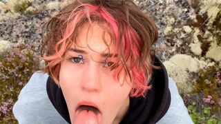 A beautiful girl has sex directly in the nature for a change