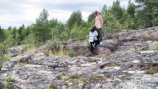 A beautiful girl has sex directly in the nature for a change