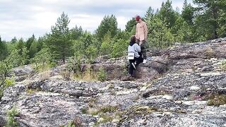 A beautiful girl has sex directly in the nature for a change