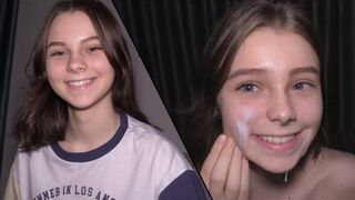Submissive teen gets her pussy railed and cummed on