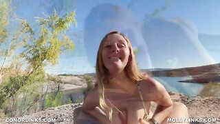A couple fucked on the hike with a stunning view of nature