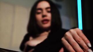 A cute young girl gets her big boobs smeared with oil and gets fucked