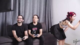 Cindy Luna gets her cunt smashed by two cocks in a row
