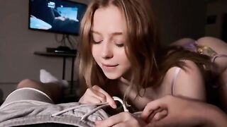 The girl prepared a sexy surprise for her boyfriend in the bathroom