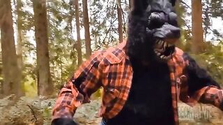 After making a date, the brunette transforms into a wolf and engages in passionate action