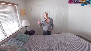 Stepmom surprises her stepson pulling down her panties while cooking