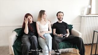 Two hot French girls shared a cock of lucky amateur in an intense threesome