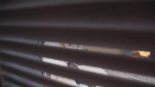 A stepsister is masturbating when someone catches her in the act, shocked