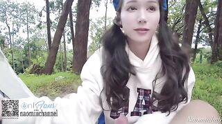 A relationship has just begun and they have sex in the forest