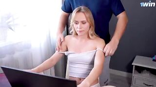 A streamer stepsister got fucked by her stepbrother in a steamy massage scene