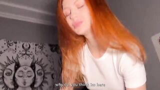 A red-haired girl passionately fucks with her new boyfriend, showcasing her fiery charm