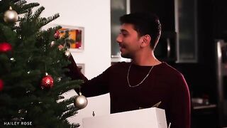 Christmas surprise for the young couple - big natural boobs for an intense fuck session
