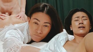 The tired Asian stepmom needs some help to relax