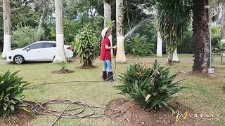 The gardener was hired by the owner of the house