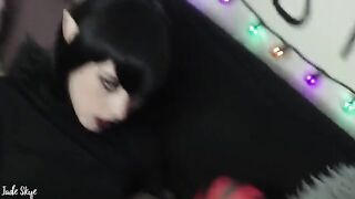 First time giving a blowjob and tasting cum for the pale teen Mavis