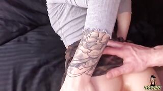 A cute girl in stockings was fucked in her ass by a guy with a big dick
