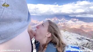 Amateur couple on a hike gets horny and fucks on the cliff - Molly Pills POV 4