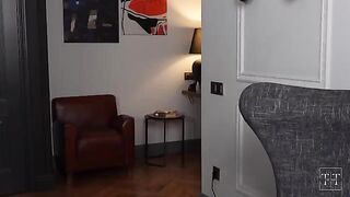 The annoying neighbor is disturbing me so I can't fuck my girlfriend