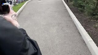 Met a cute student in the supermarket and fucked her, cumming on her face