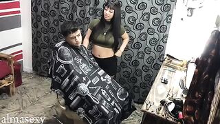 Bunch of Argentine guys screwed thick bitch in the barbershop