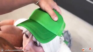 Instead of coffee, hot blonde barista got rough fucked