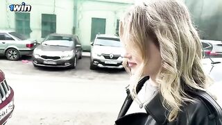 A blonde girl has sex without a condom with a stranger in the hotel room