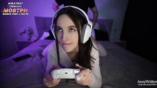The gamer’s stepsister is riding his dick in a steamy session