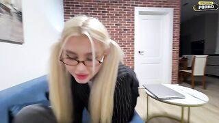 A guy fucked a pretty student girl and made cum on her face