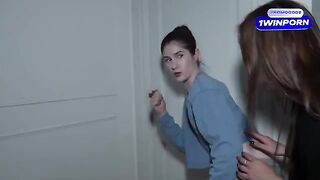 The curious stepdaughters secretly watched their step-parents getting intimate