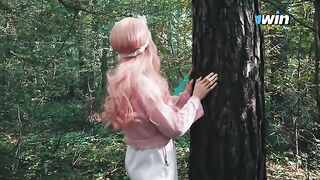 Babe got lost in the forest and met a forester with a big cock