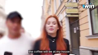 The busty girl met a YouTuber and got fucked at his place