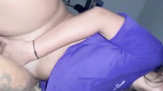 Gifted Bahian guy with huge dick riding hot blonde in cowgirl pose