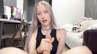 A cute silver-haired girl got a lot of sperm in her pussy. Creampie POV
