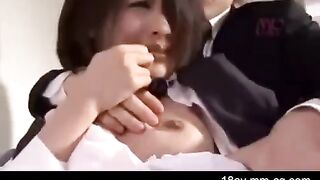 Asian teen gets harassed by her brother in a rough way