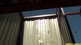 A girl was secretly filming in the beach house, but she was seen