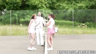 A hot sex on the tennis court with a rich uncle