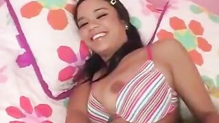 Young brunette gets fucked by a guy with a big dick