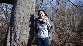 Fucked in the woods by a stranger with dilmed cock