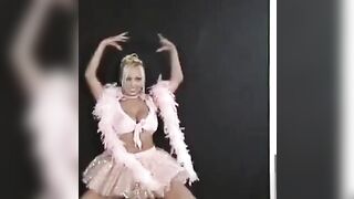 A sexy Russian is dancing and exciting people around