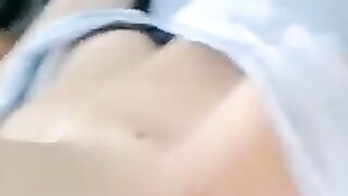 A girl is telling a lie and at the same time showing her half-naked body